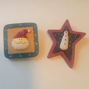 Christmas Santa and Snowman pins